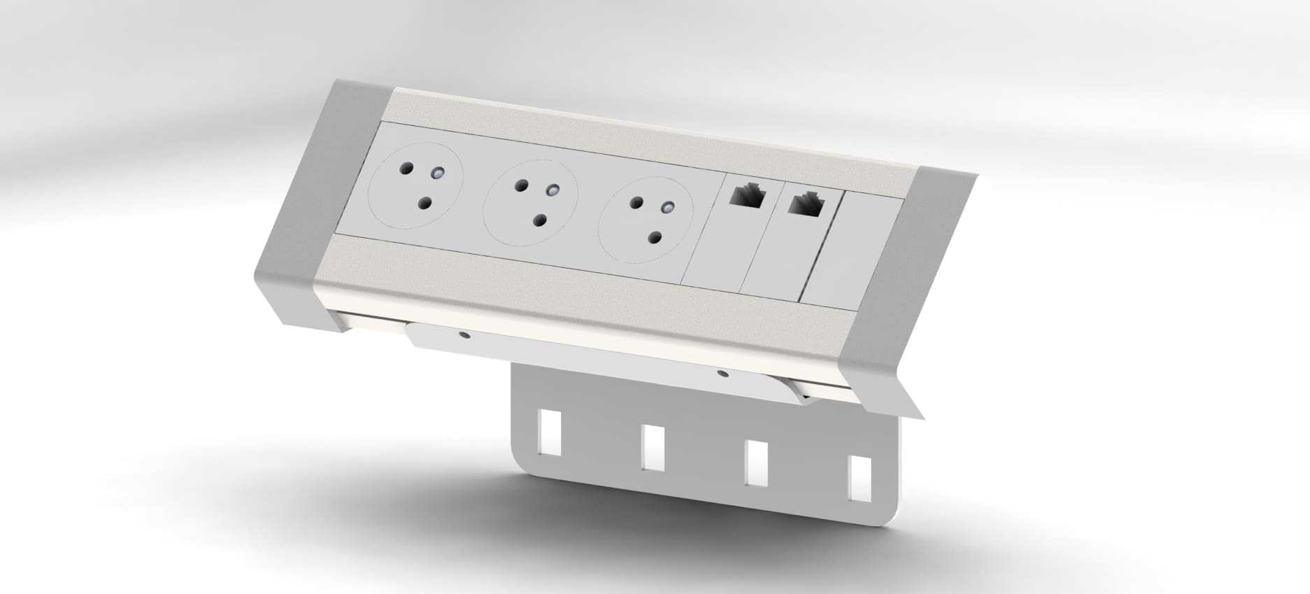 Bloc 3 prises + 2 RJ 45